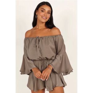 SNDYS x REVOLVE roan off should romper in olive size XS
